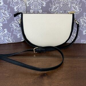 “C” Half moon Ivory & Black Crossbody purse